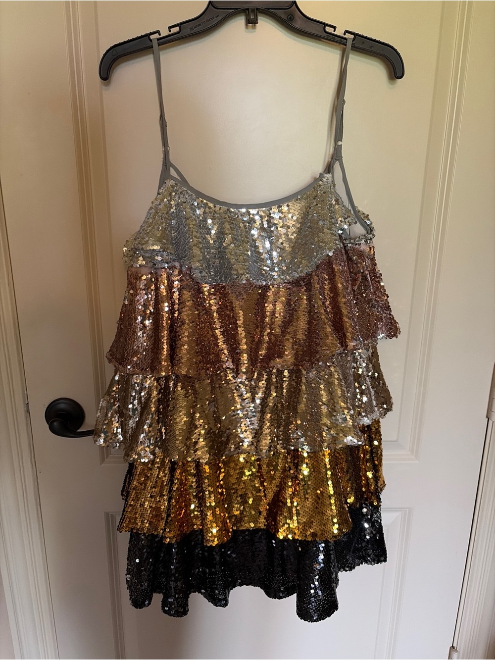 BuddyLove Multi Sequin Tiered Ruffle Mini Dress
